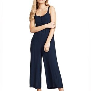 Madewell Navy Button Front Cropped Jumpsuit Size 4